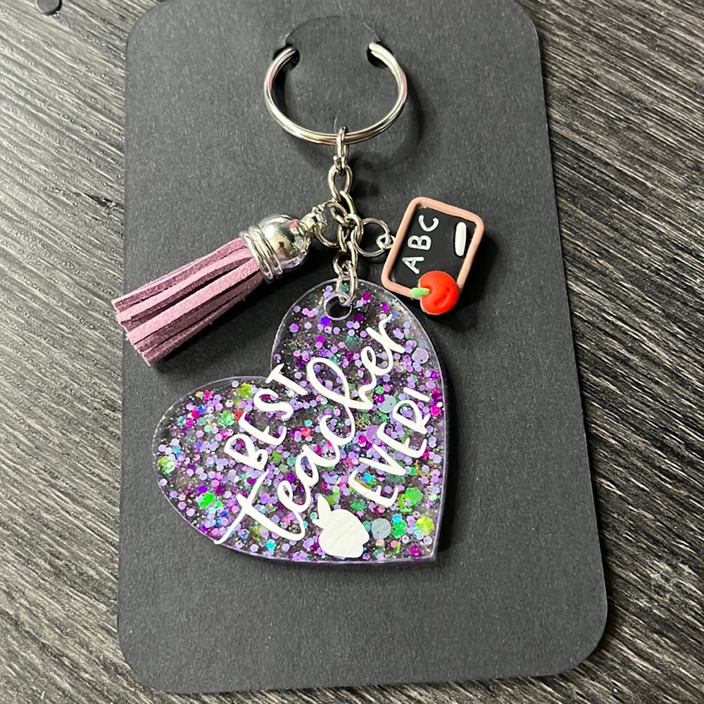 Hand crafted lavender teacher keychain
